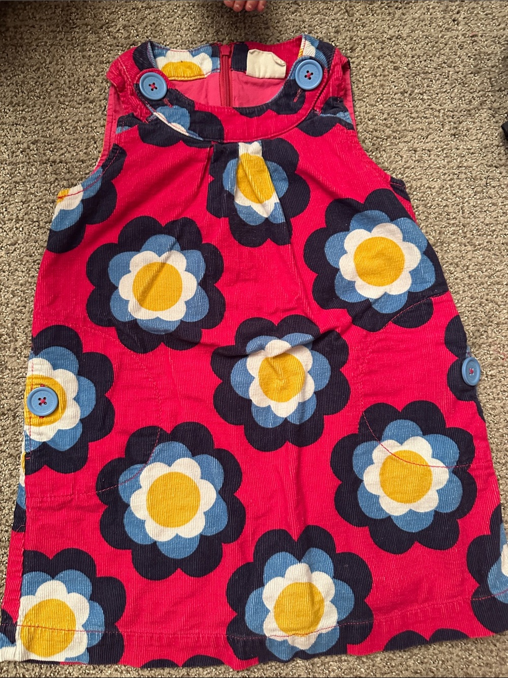 Mini Boden Red Corduroy Polka Dot Skirt with Blue Button Size 4/5